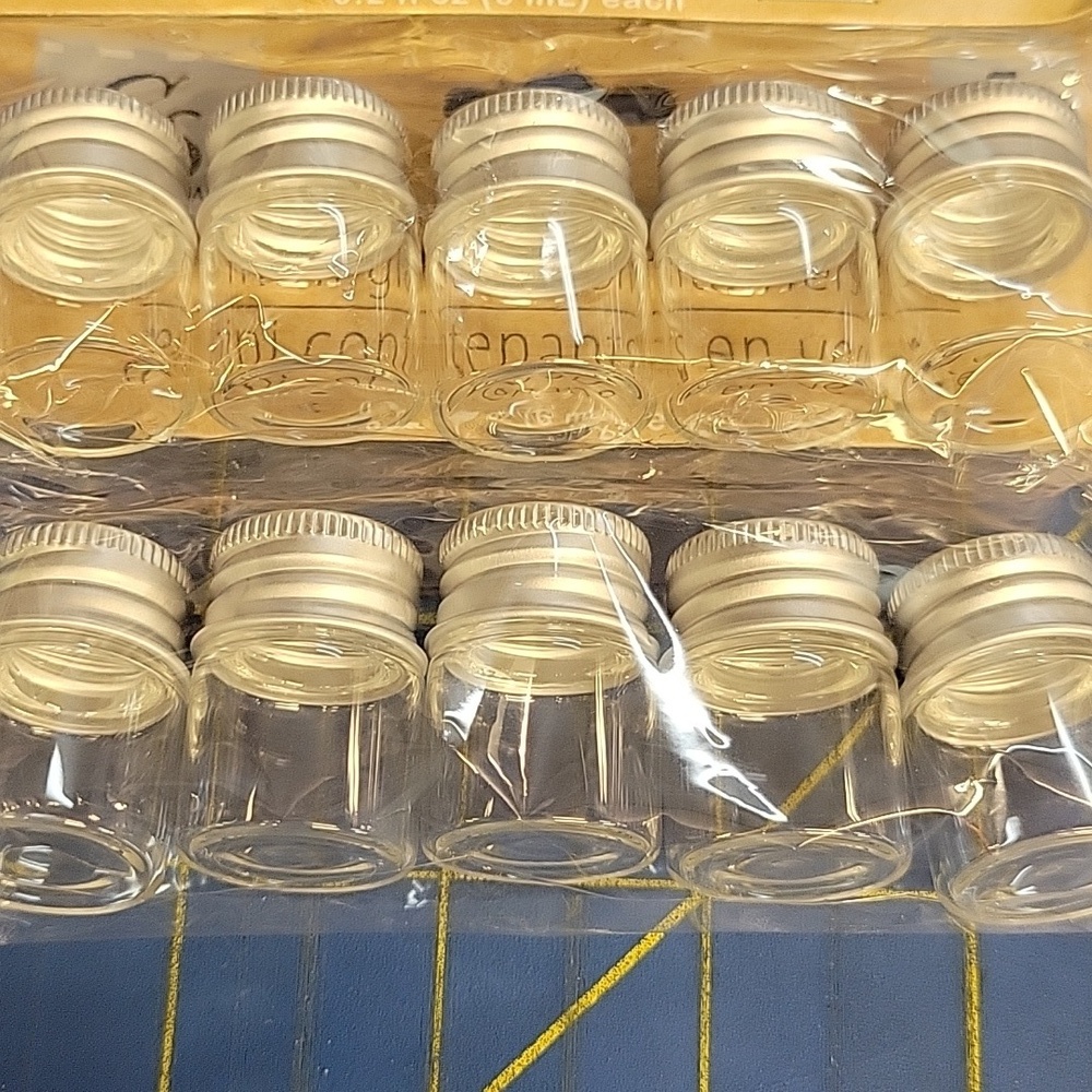 Silver Cap Screw Top Mini glass containers Set of 10 New